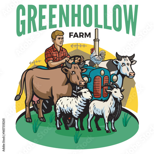 Greenhollow Farm Mascot Logo Illustration