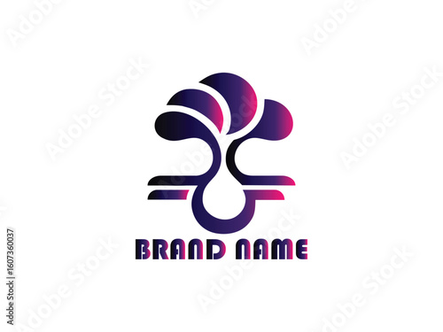 Modern 3D Render of a Gradient Abstract Logo, Brand Identity Design