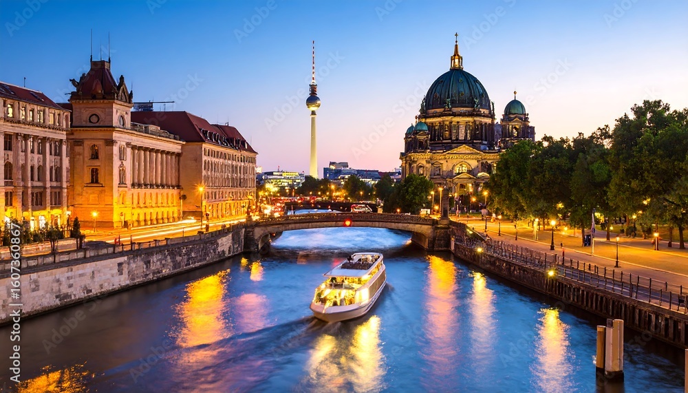 Fototapeta premium Panoramic view of Berlin at twilight