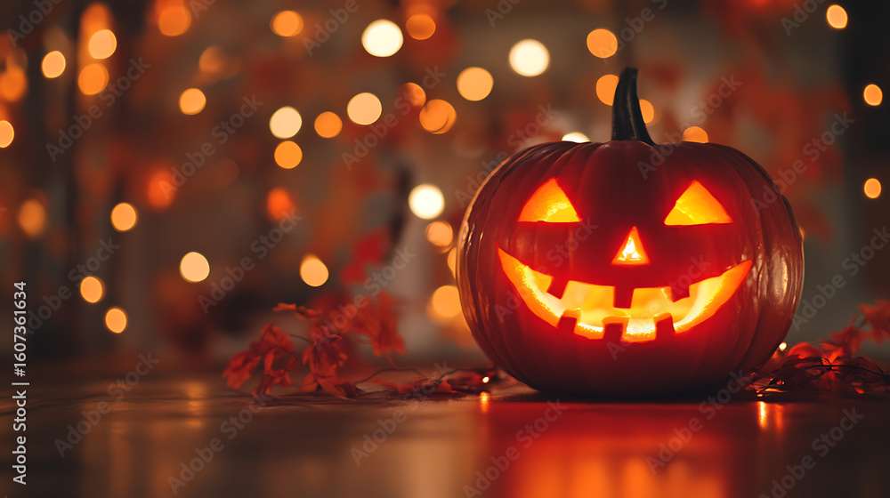 Fototapeta premium Halloween is a spooky, eerie, and chilling time of year, when ghostly shadows creep and haunted houses come alive. The streets grow foggy and dim, lit only by the flickering glow of jack-o’-lanterns