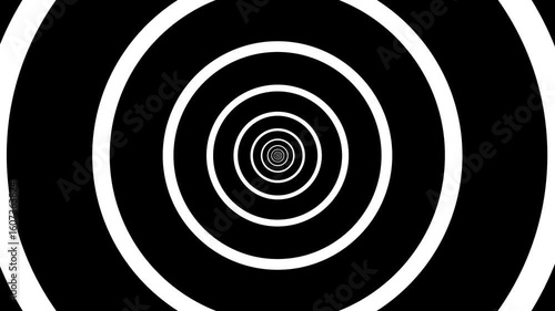 Abstract Black and White Hypnotic Spiral Tunnel Optical Illusion Psychedelic Design Endless