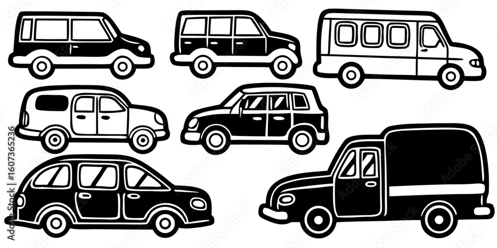 Obraz premium Black Vehicle Collection Icon Design
