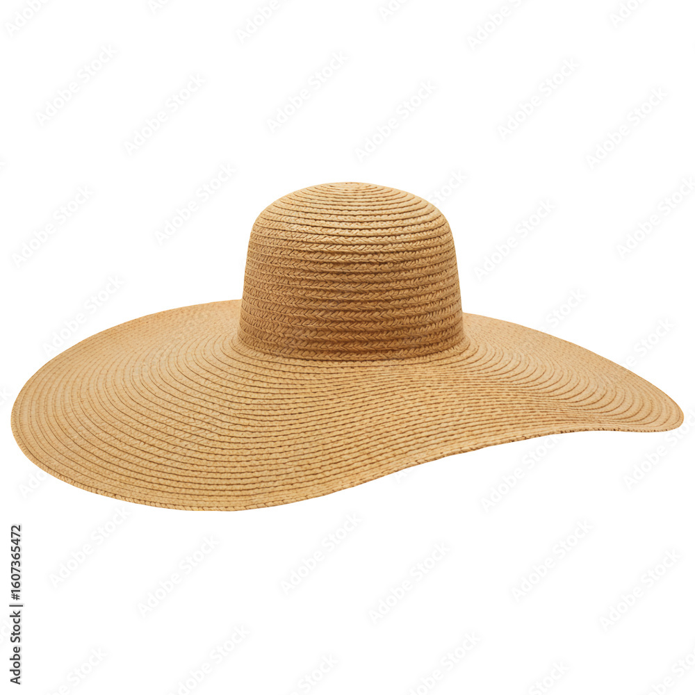 Wide brim straw hat for sun protection isolated on transparent background Wide brim straw hat for sun protection isolated on transparent background