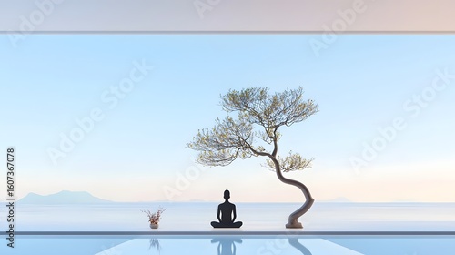 Serene Meditation Overlooking a Tranquil Landscape
