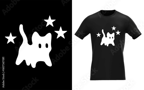 Y2K 90s Scary Tomcat Cat is Scared under Starry