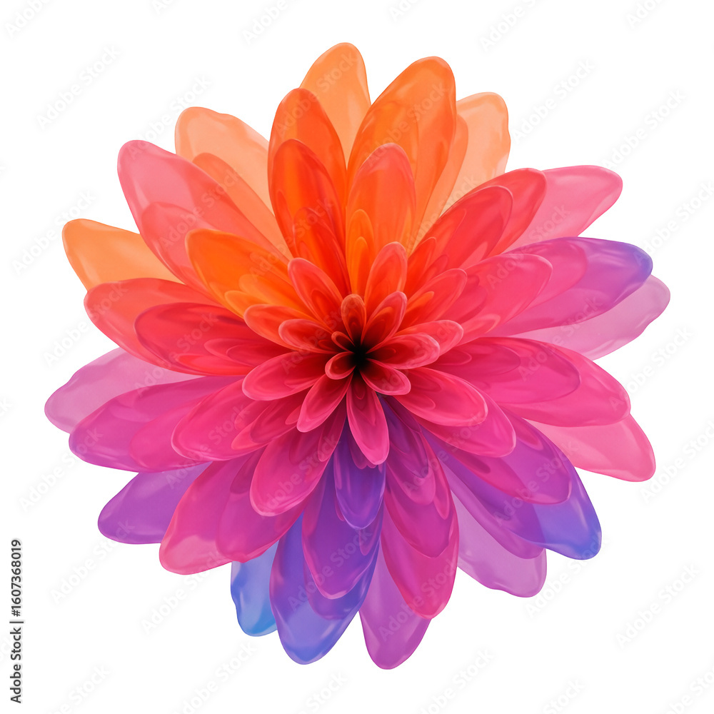 Obraz premium Vibrant gradient dahlia flower isolated on transparent background