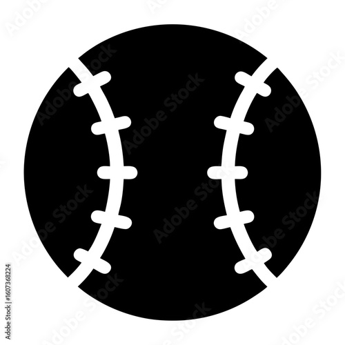 Stylized Baseball Ball with White Stitches Illustration for Sports and Recreation