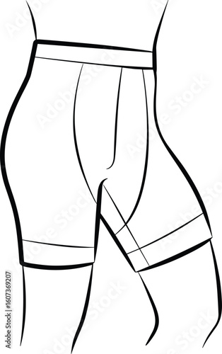 Men's Boxer Briefs Underwear Design, Fitted Style, Comfortable Apparel Template, Editable Vector Flat Sketch Illustration, Ideal for Intimate Apparel.