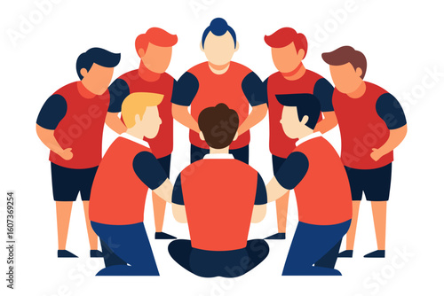 Diverse group of athletes huddle together for a motivational team talk