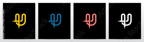 Shoelace Shoestring Bootlace Lace Letter Initial Logo Design U