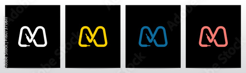 Shoelace Shoestring Bootlace Lace Letter Initial Logo Design M