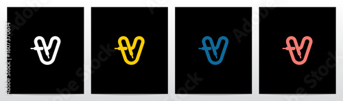 Shoelace Shoestring Bootlace Lace Letter Initial Logo Design V