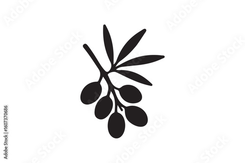 Sea buckthorn icon silhouette illustration with white background.