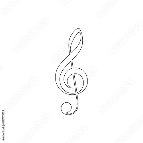 Black treble G clef outline icon. Musical clef or G-clef symbol