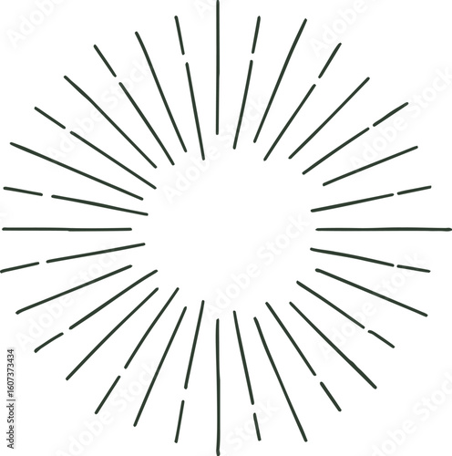 A handdrawn sunburst pattern with radiating lines