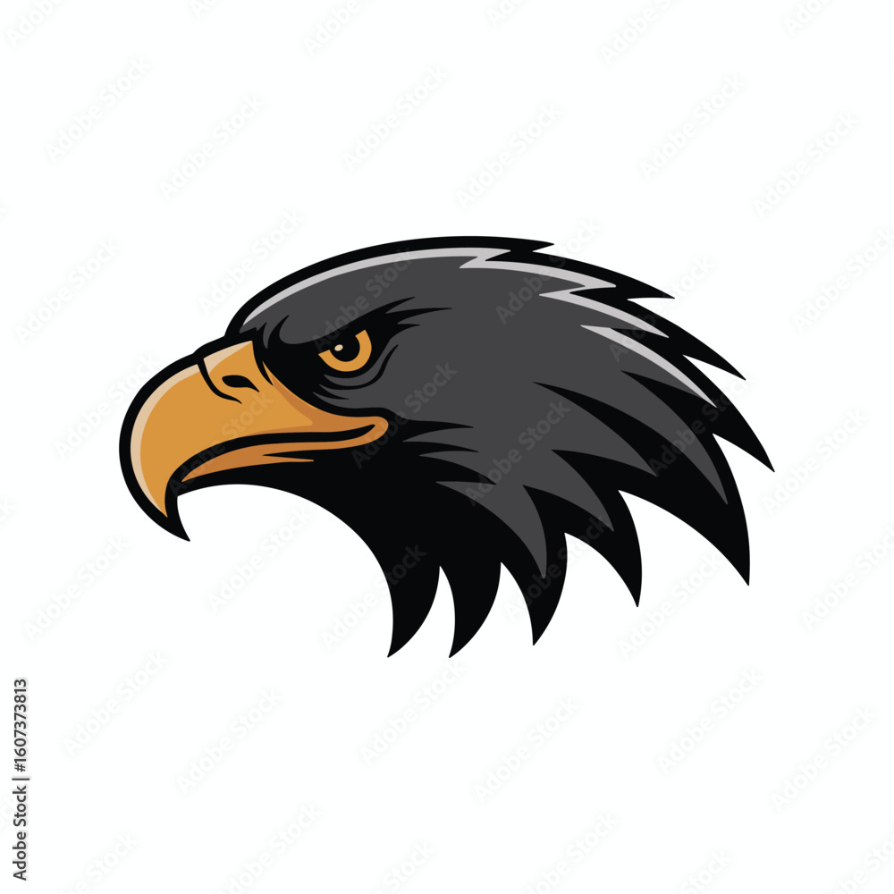 Fototapeta premium Eagle Head Mascot Illustration, Fierce Bird of Prey Logo, Powerful Animal Symbol, Vector Art for Sports Team, Branding, and Micro Stock Market.