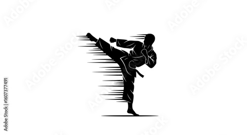 Martial Arts Kick – Dynamic Karate Fighter Illustration
