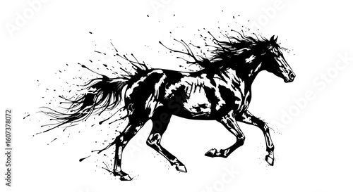 Galloping Wild Horse – Dynamic Motion Animal Illustration
