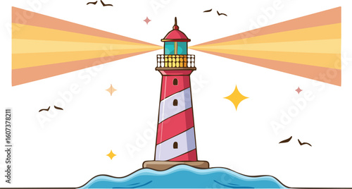 lighthouse beacon icon vector illustration.clip art, graphic, navigation, safety, silhouette, structure, tower, illustration, isolated, light, design, icon, lighthouse, vector, architecture, building,