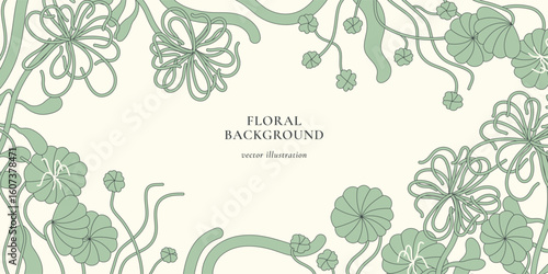 Vintage card with chrysanthemums flowers. Floral wreath. Decorative flowers background with label designs. Floral elegance banner