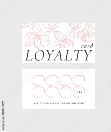 Vector template design for beauty shop loyalty card. Discount card