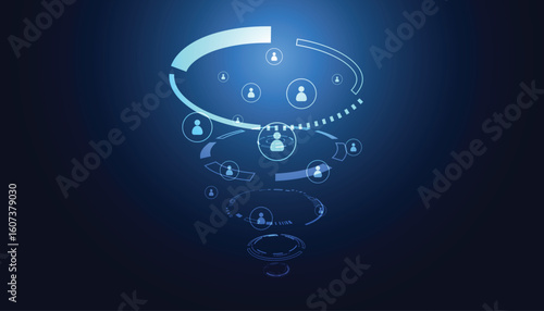 Digital swirl of network connections symbolizing data flow and communication in modern tech landscapes.