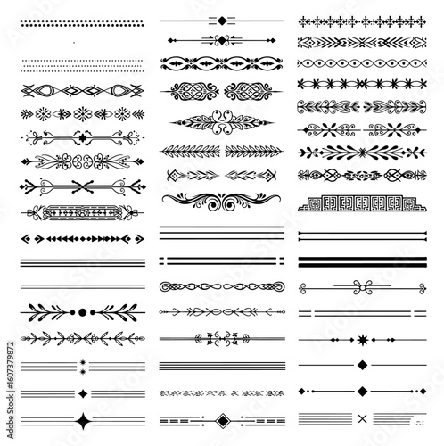 Massive Decorative Divider Collection: A Huge Vector Set of Vintage, Geometric & Modern Lines

