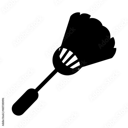 Silhouette of a feather duster cleaning tool, with a simple design