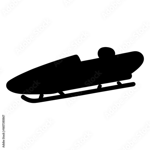 Silhouette of a bobsled, representing winter sports and competitive racing