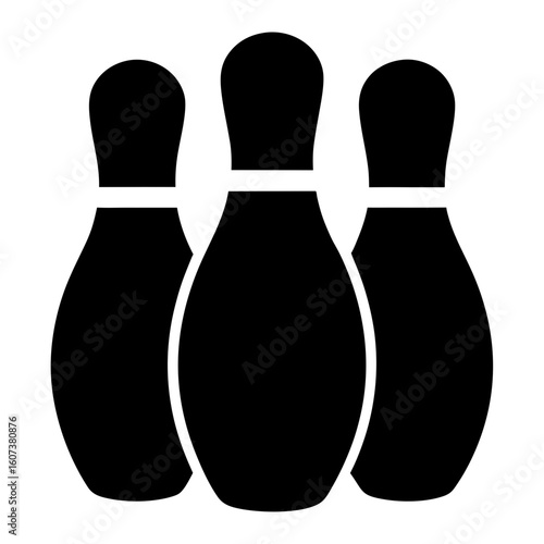 Three bowling pins stand close together in a graphic image representation