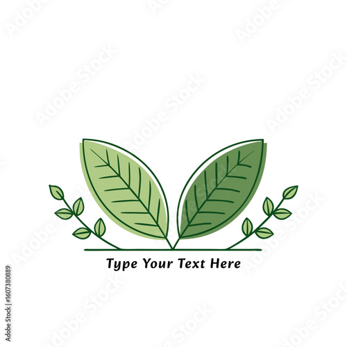 Eco-Friendly Label Design with Leaves – Natural or Organic Product Tag Template
