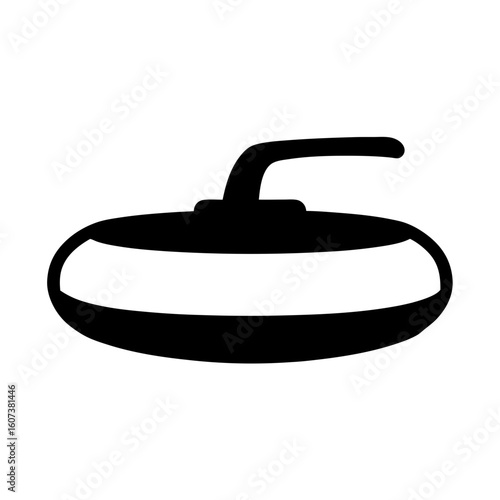 Black and white curling stone illustration for winter games activities