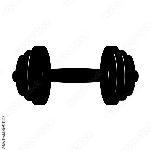 Silhouette Image of a Dumbbell Used for Weight Training and Exercise