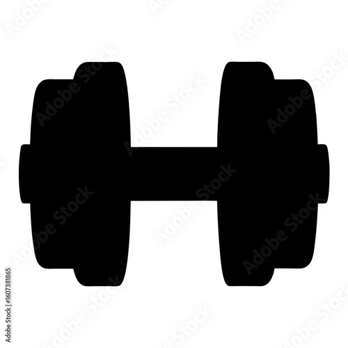 Silhouette of dumbbell for fitness and strength training representation in black