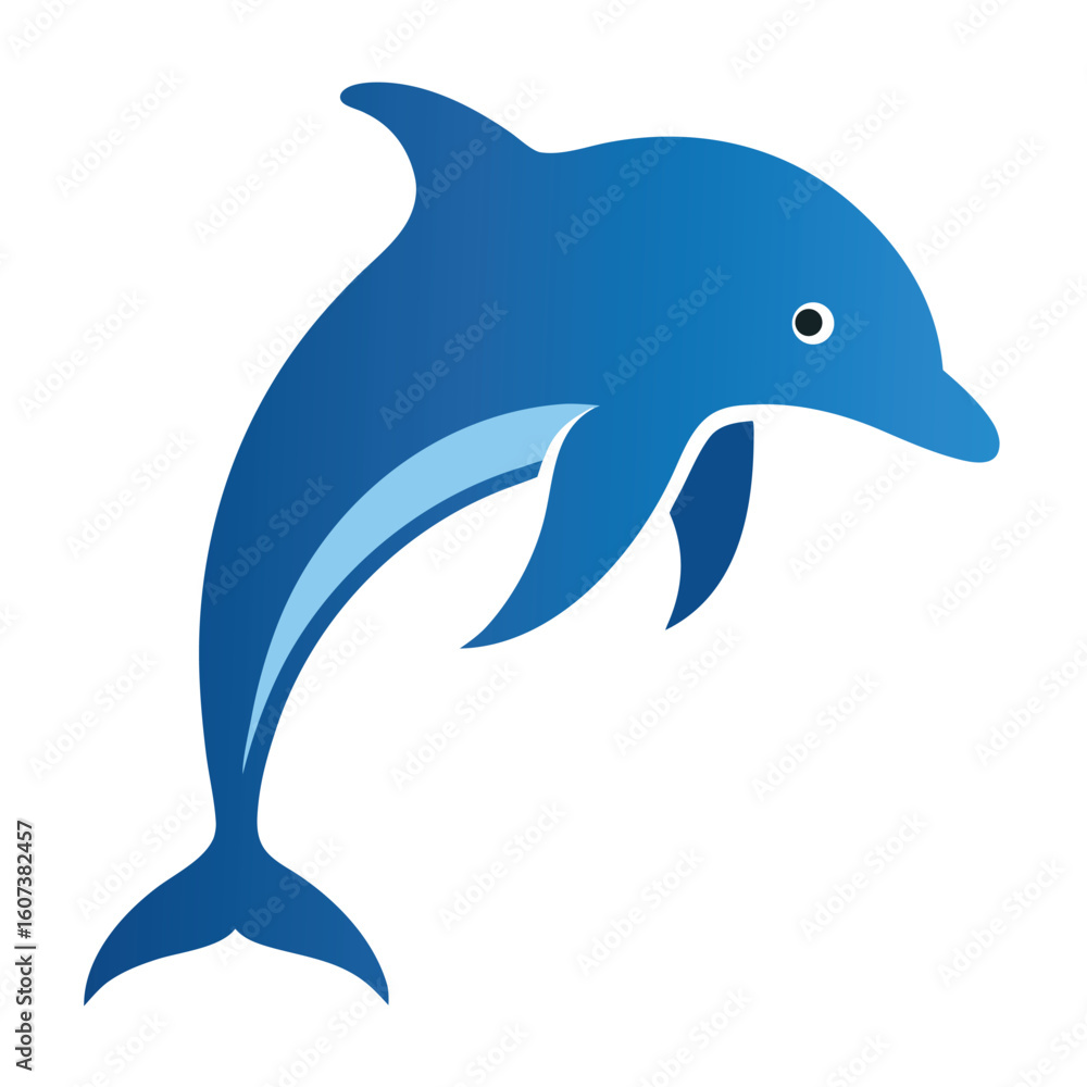 Fototapeta premium Graceful dolphin silhouette illustration a marine mammal in motion isolated on white background