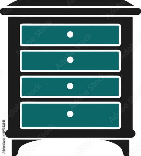 Elegant dresser silhouette design a classic furniture piece isolated on white background