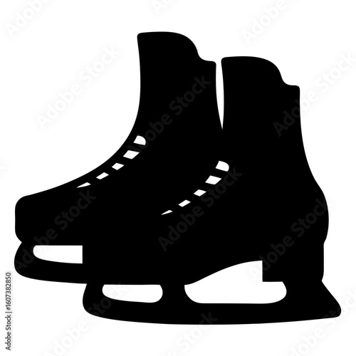 A simple black and white drawing of a pair of ice skates