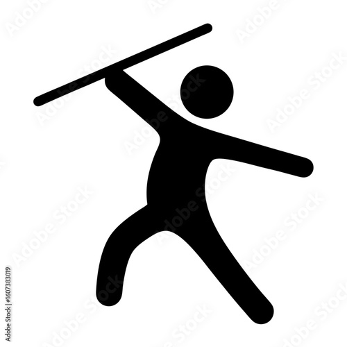 Simple Black and White Pictogram Illustration of Javelin Thrower in Action