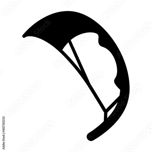 Stylized black and white kitesurfing kite symbol for extreme sports
