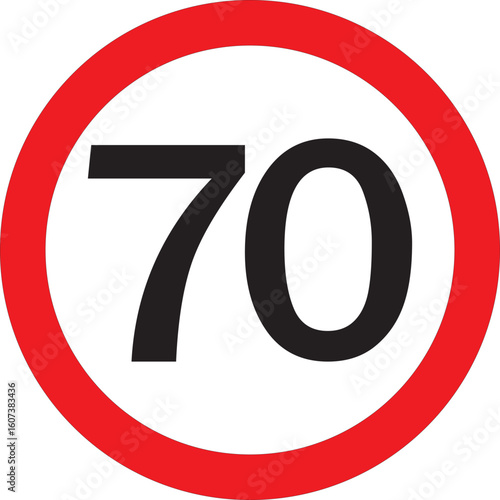70 Km/h Speed Limit Sign Isolated On White Background Traffic Safety And road Regulation Symbol