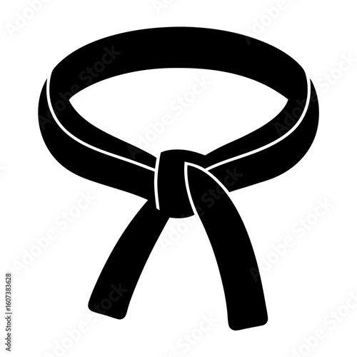 Symbol of martial arts expertise, the iconic black belt knotted in place