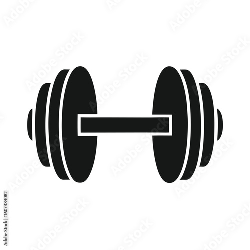 Silhouette of a dumbbell for fitness and exercise isolated on white background