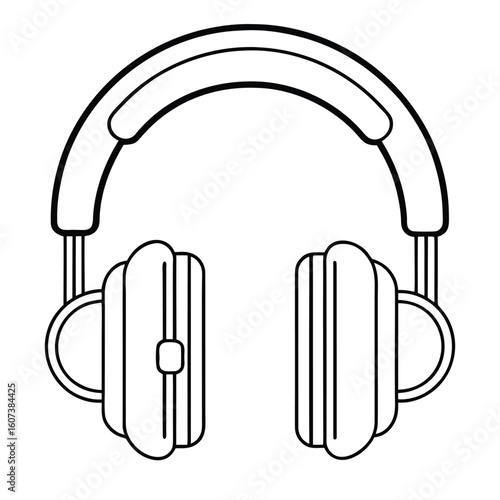 Modern outline design of headphones and earphones isolated on white background for advertising