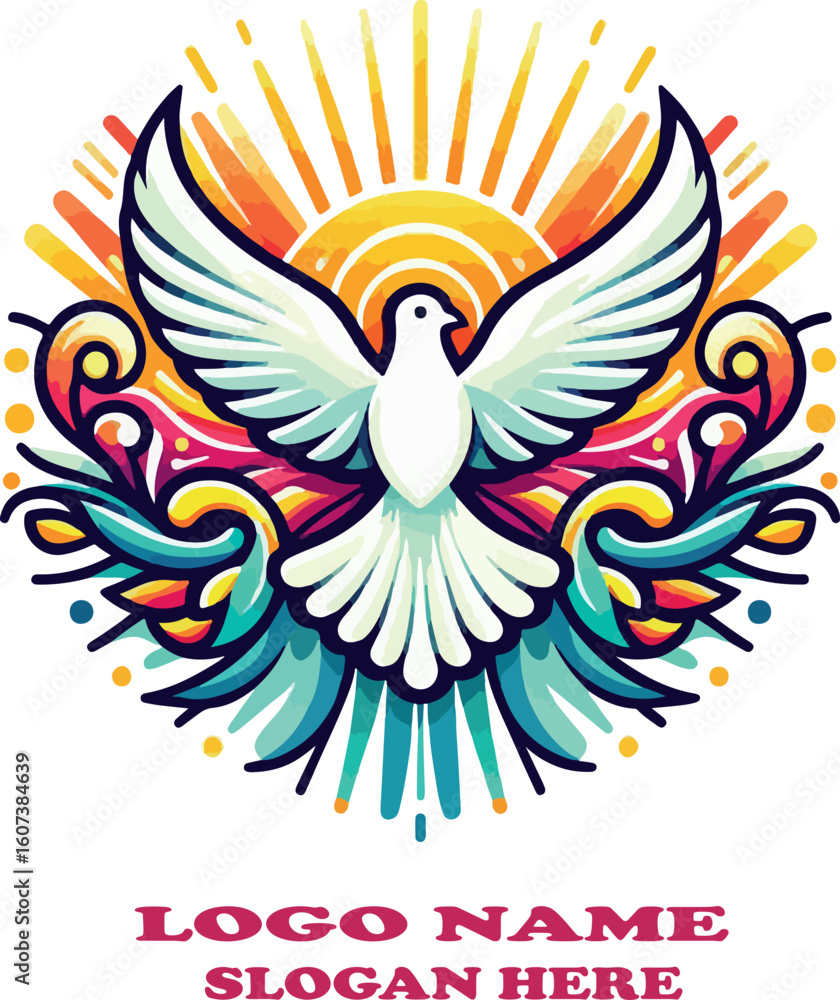 Obraz premium Espiritu santo logo vector white background .