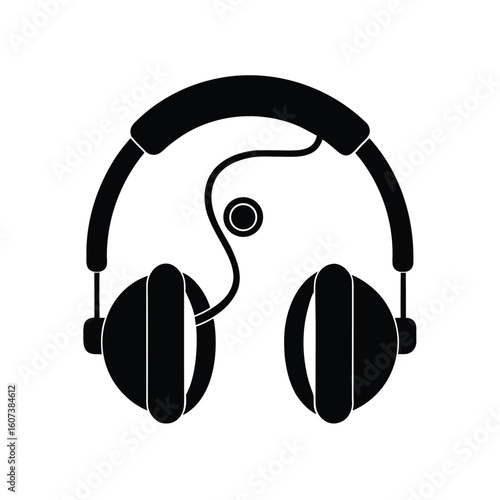 Stylish silhouette of modern earphones and headphones isolated on white background for versatile design use