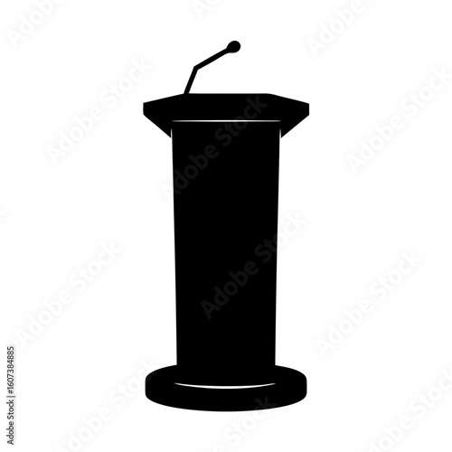 Illustration of a classic black podium with a microphone attached to it