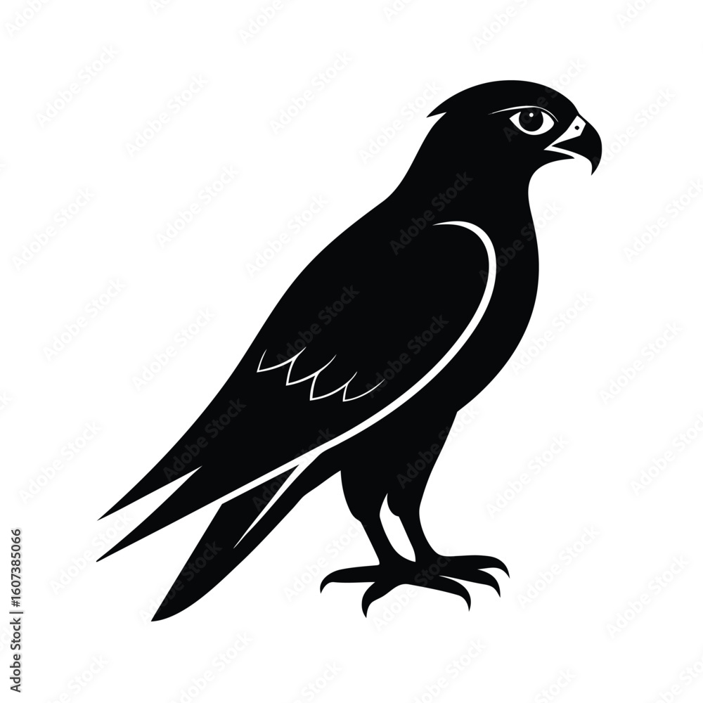 Fototapeta premium Majestic falcon silhouette in flight elegant bird of prey design isolated on white background