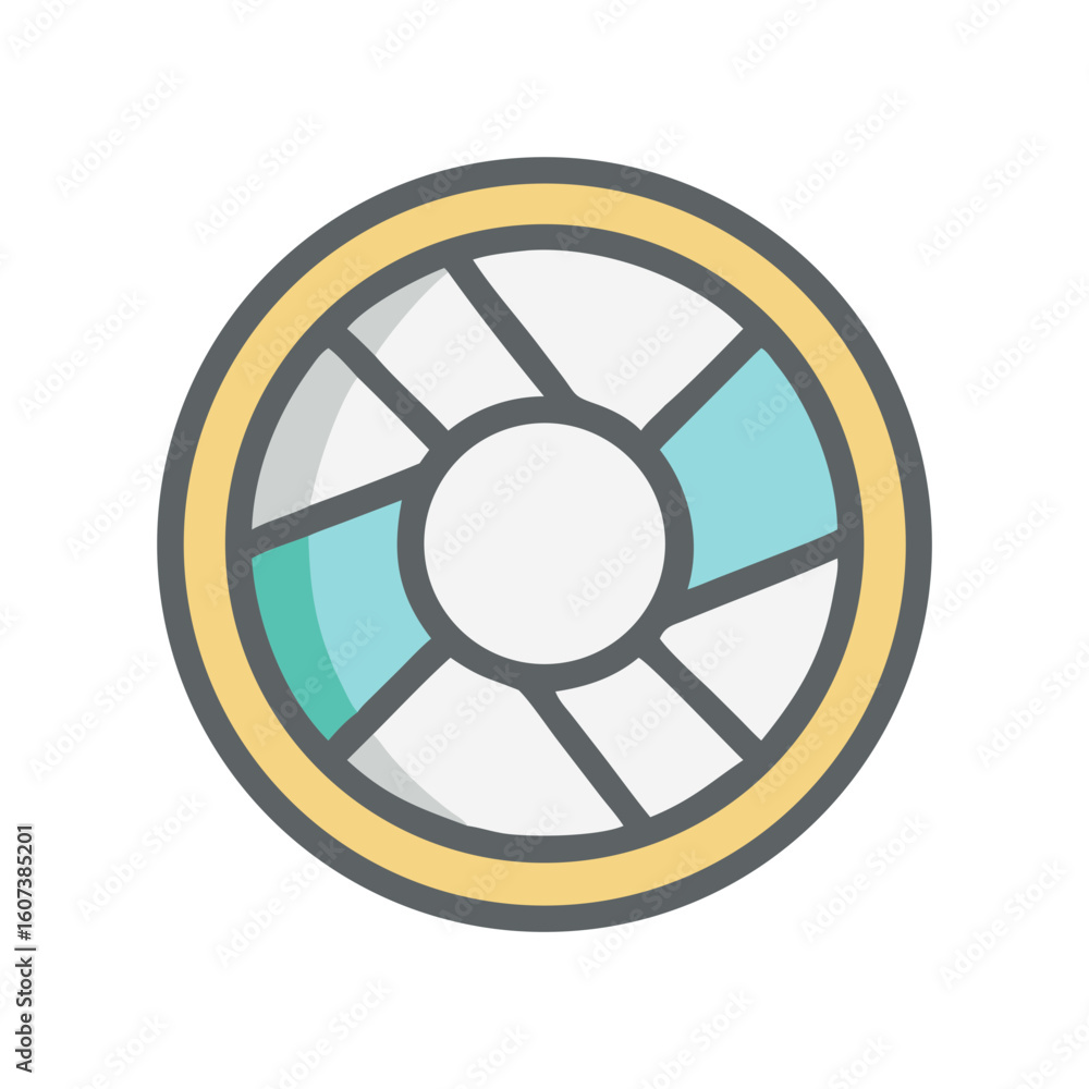 Obraz premium Colorful ring buoy icon symbolizing safety and protection concept