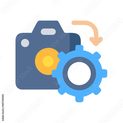 Camera settings optimization icon, representing photography adjustments and workflow