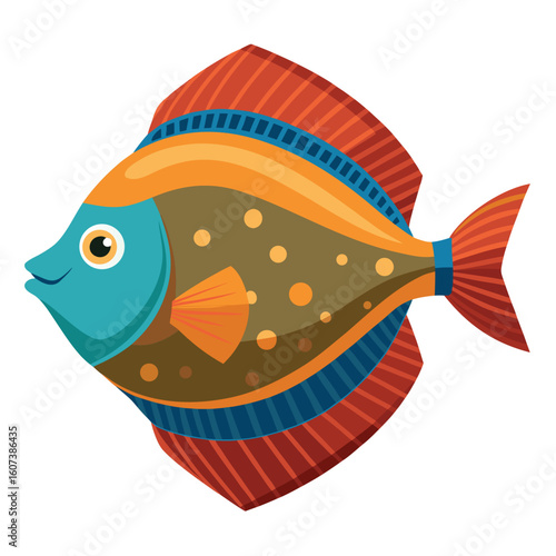 Stylized flounder fish silhouette illustration isolated on white background